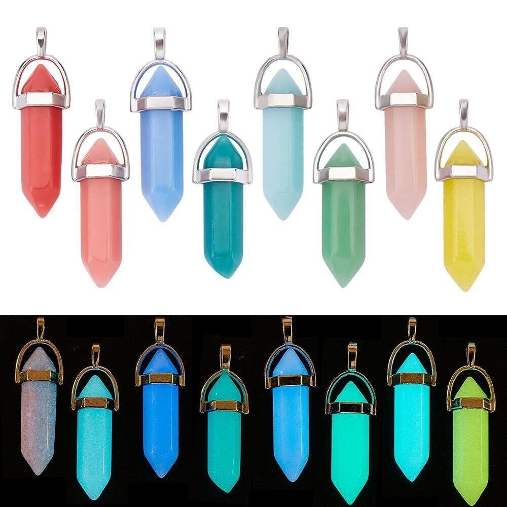1066 16Pcs 8Colors Glow in the Dark Crystal Pendant Synthetic Luminous